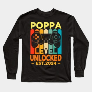 poppa level unlocked est 2024 Long Sleeve T-Shirt